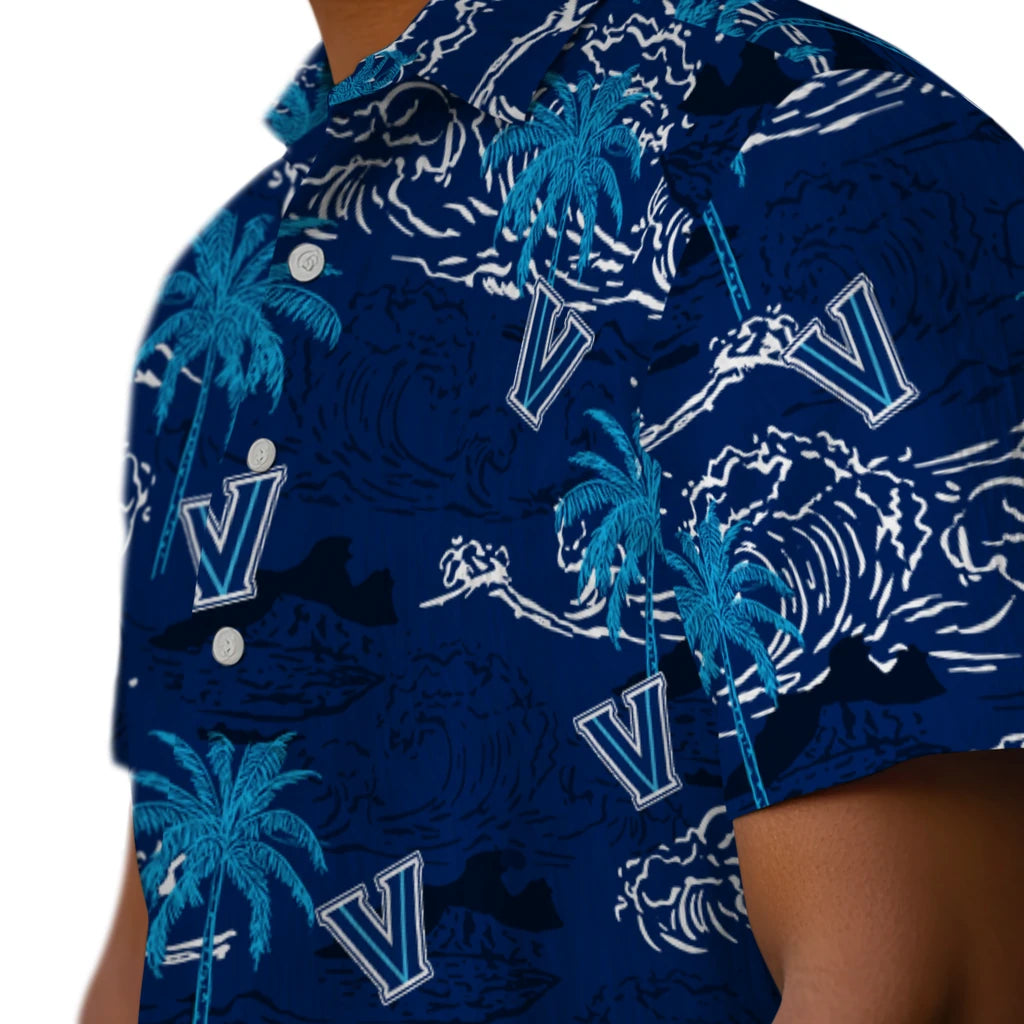 Villanova Wildcats Hawaiian Shirt - Wave Palm | Hula Hawaiian Shirts