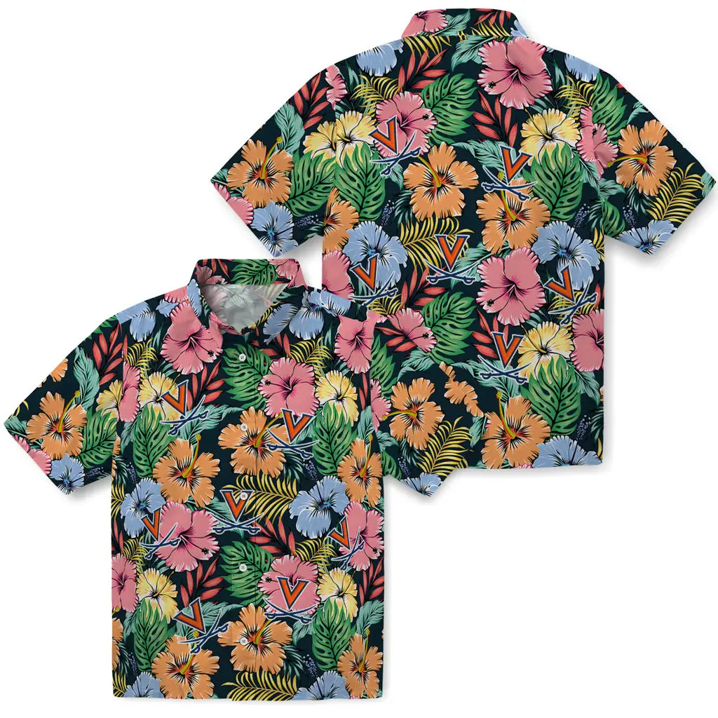 Virginia Cavaliers Hawaiian Shirt - Brilliant Hibiscus Garden | Hula Hawaiian Shirts