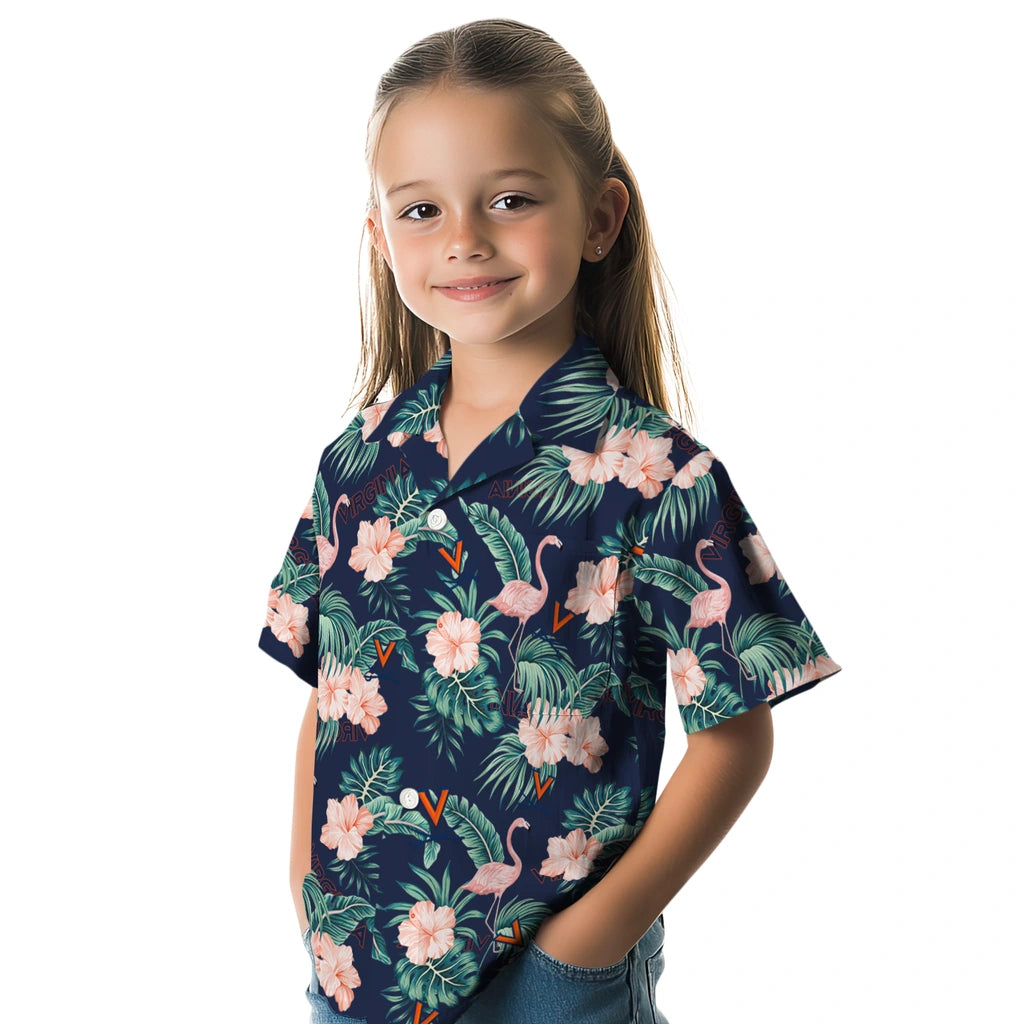 Virginia Cavaliers Hawaiian Shirt - Flamingo and Hibiscus | Hula Hawaiian Shirts