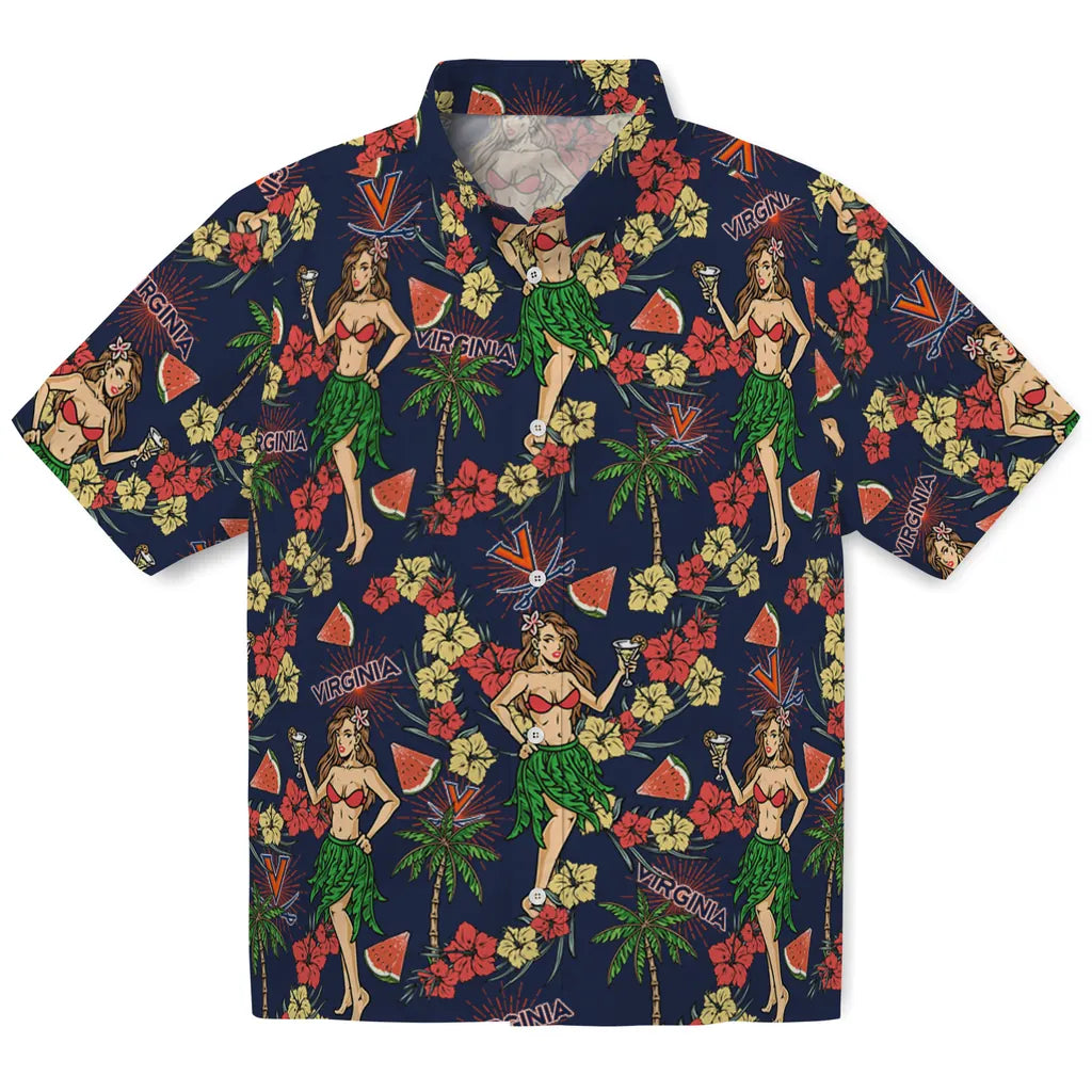 Virginia Cavaliers Hawaiian Shirt - Hawaiian Girls Design | Hula Hawaiian Shirts