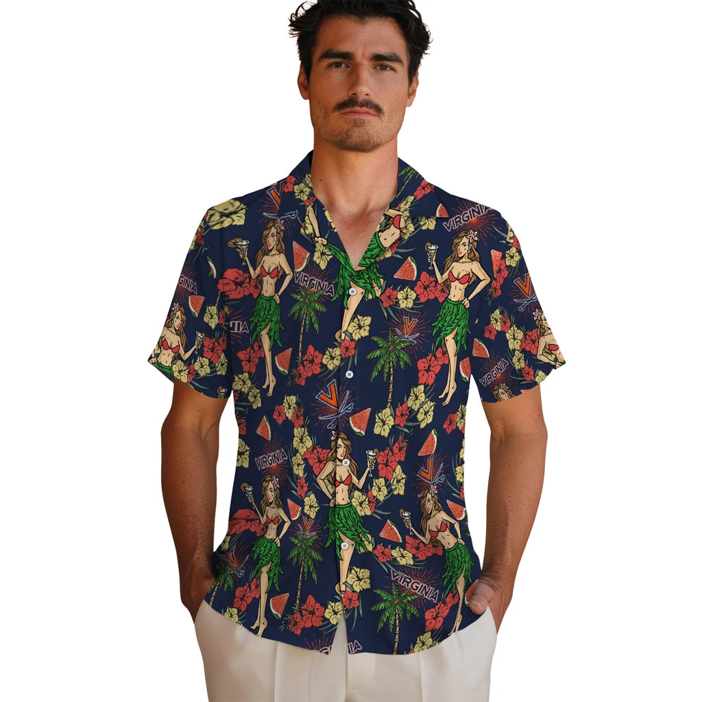 Virginia Cavaliers Hawaiian Shirt - Hawaiian Girls Design | Hula Hawaiian Shirts