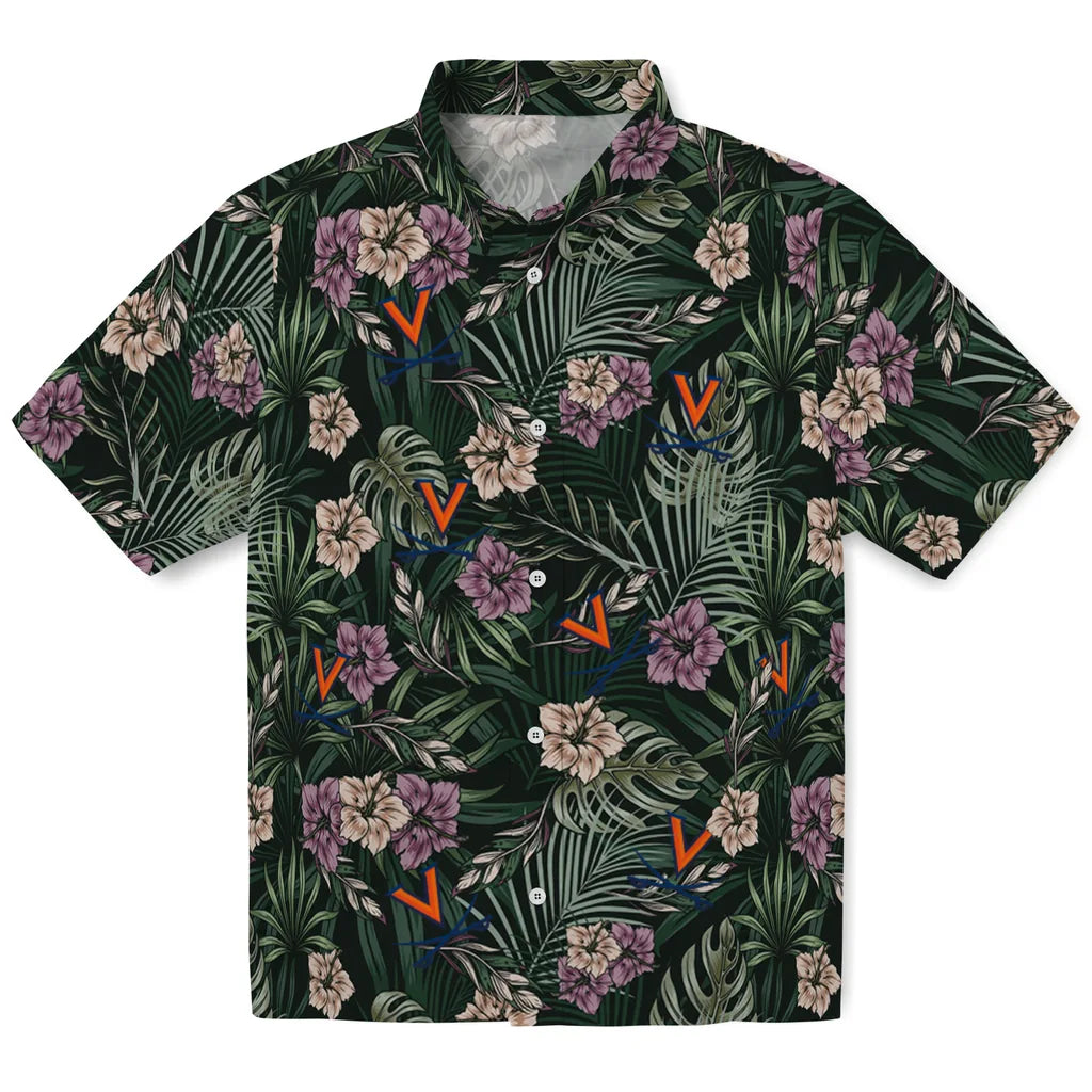 Virginia Cavaliers Hawaiian Shirt - Hibiscus Leaves Pattern | Hula Hawaiian Shirts
