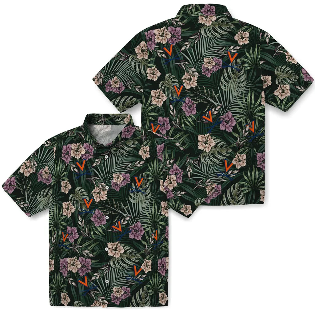 Virginia Cavaliers Hawaiian Shirt - Hibiscus Leaves Pattern | Hula Hawaiian Shirts