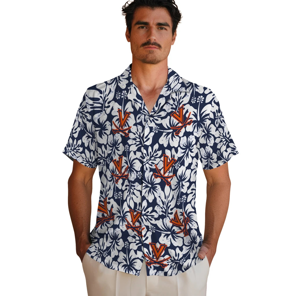 Virginia Cavaliers Hawaiian Shirt - Hibiscus Motif | Hula Hawaiian Shirts