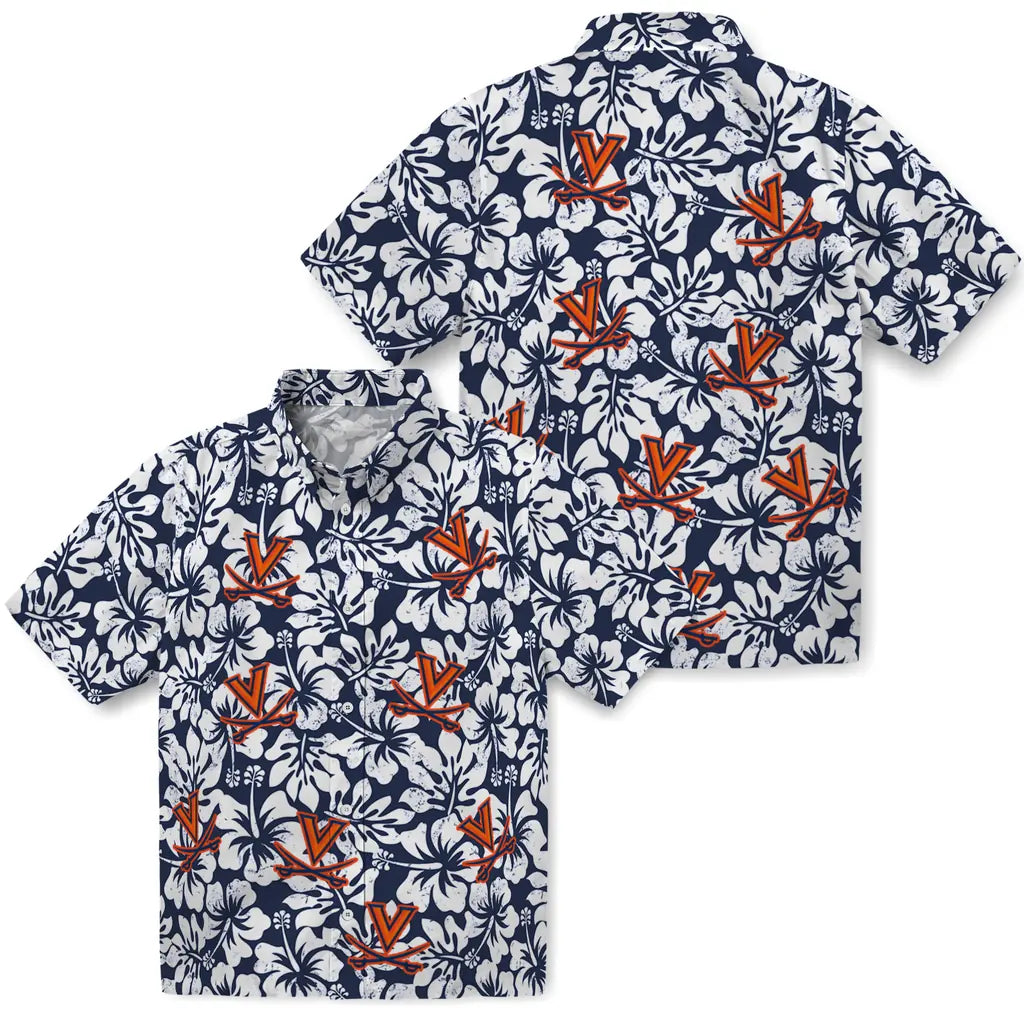 Virginia Cavaliers Hawaiian Shirt - Hibiscus Motif | Hula Hawaiian Shirts