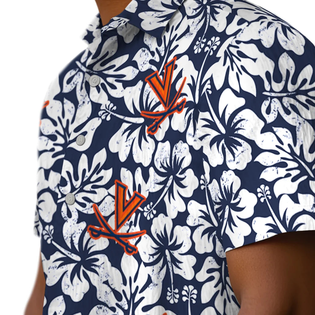 Virginia Cavaliers Hawaiian Shirt - Hibiscus Motif | Hula Hawaiian Shirts