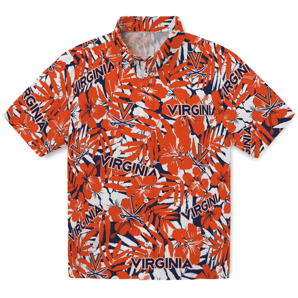 Virginia Cavaliers Hawaiian Shirt - Hibiscus Overlay | Hula Hawaiian Shirts