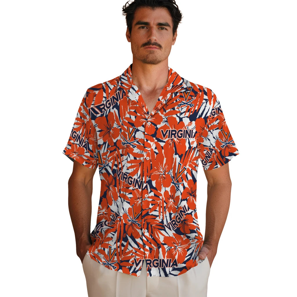 Virginia Cavaliers Hawaiian Shirt - Hibiscus Overlay | Hula Hawaiian Shirts