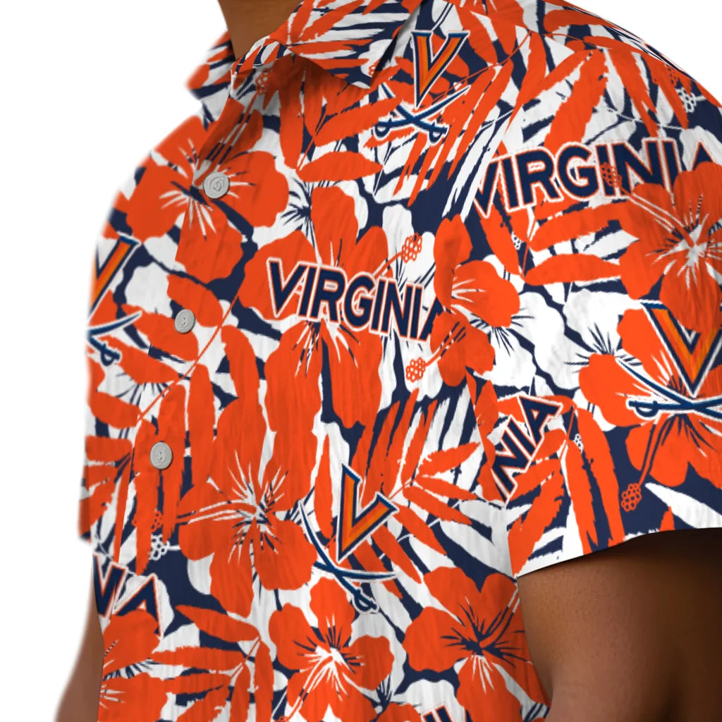 Virginia Cavaliers Hawaiian Shirt - Hibiscus Overlay | Hula Hawaiian Shirts