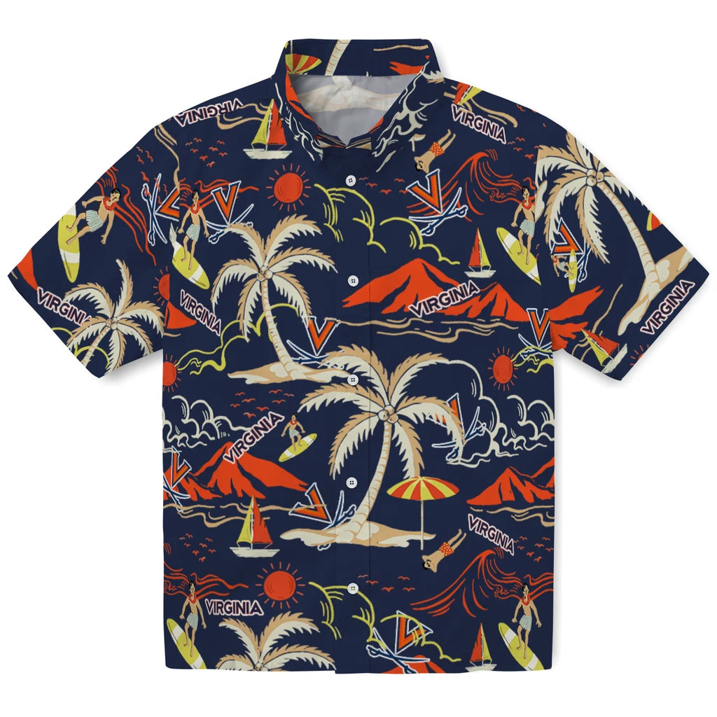 Virginia Cavaliers Hawaiian Shirt - Palm Tree Island | Hula Hawaiian Shirts