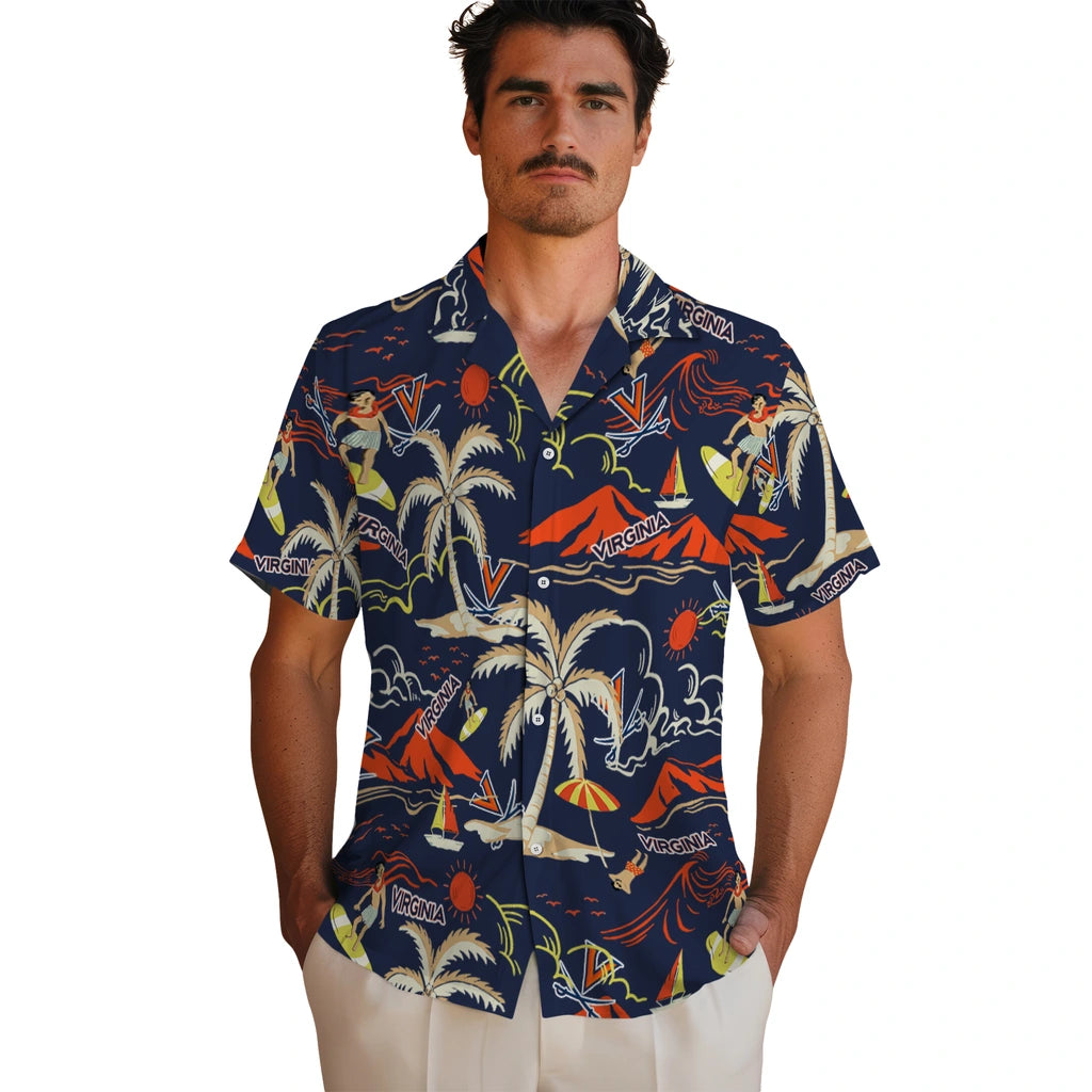 Virginia Cavaliers Hawaiian Shirt - Palm Tree Island | Hula Hawaiian Shirts