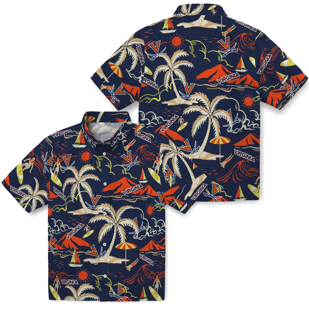 Virginia Cavaliers Hawaiian Shirt - Palm Tree Island | Hula Hawaiian Shirts