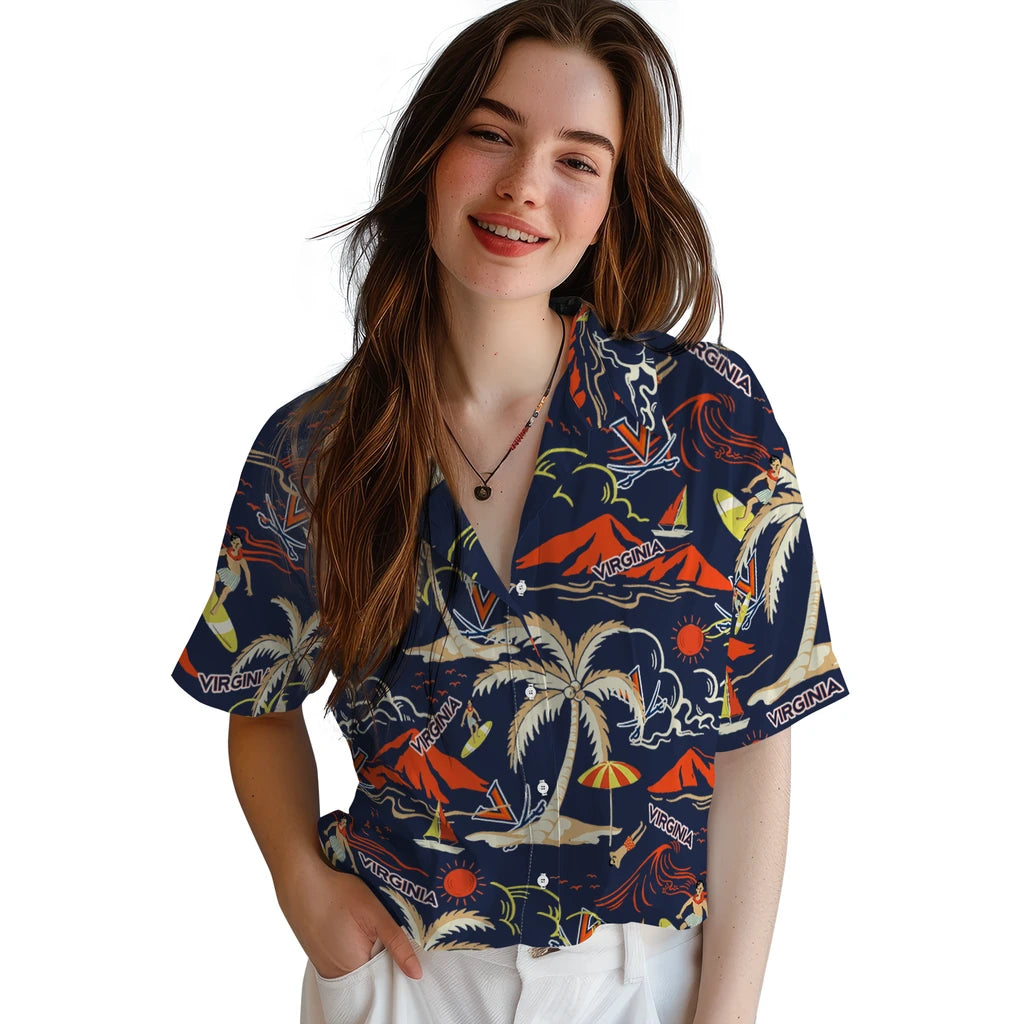 Virginia Cavaliers Hawaiian Shirt - Palm Tree Island | Hula Hawaiian Shirts