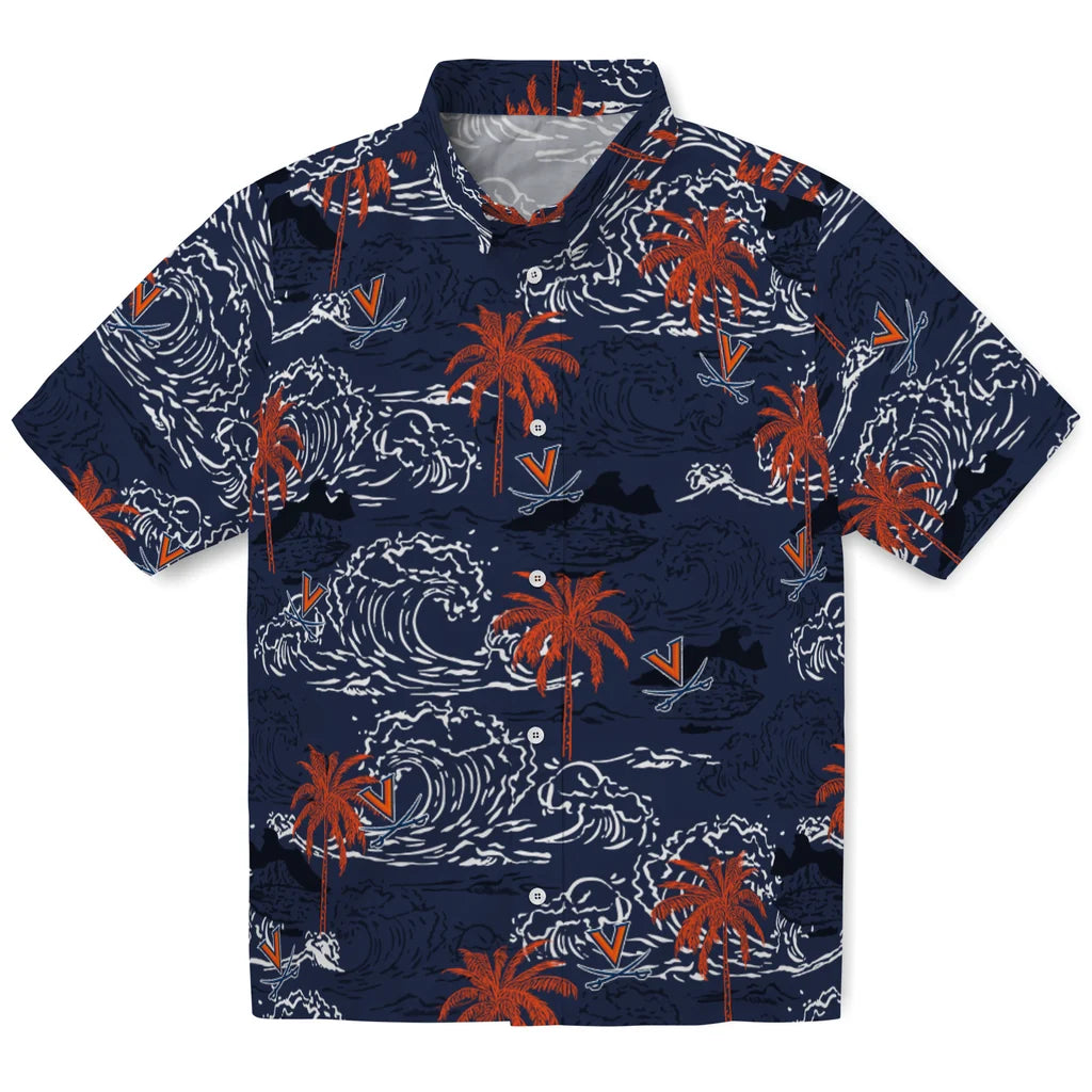 Virginia Cavaliers Hawaiian Shirt - Wave Palm | Hula Hawaiian Shirts