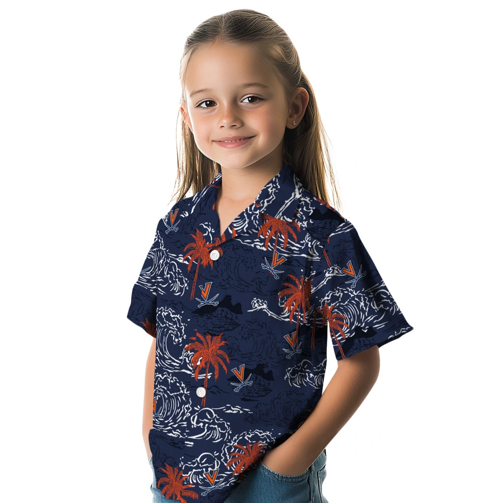 Virginia Cavaliers Hawaiian Shirt - Wave Palm | Hula Hawaiian Shirts