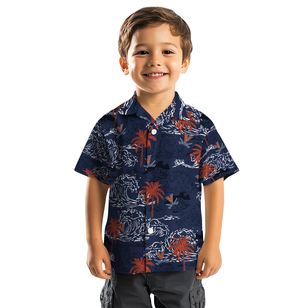 Virginia Cavaliers Hawaiian Shirt - Wave Palm | Hula Hawaiian Shirts