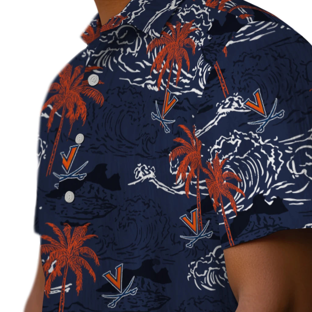Virginia Cavaliers Hawaiian Shirt - Wave Palm | Hula Hawaiian Shirts
