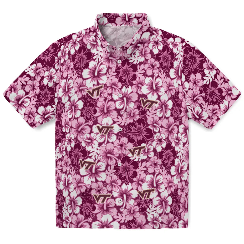 Virginia Tech Hokies Hawaiian Shirt - Hibiscus Blooms | Hula Hawaiian Shirts