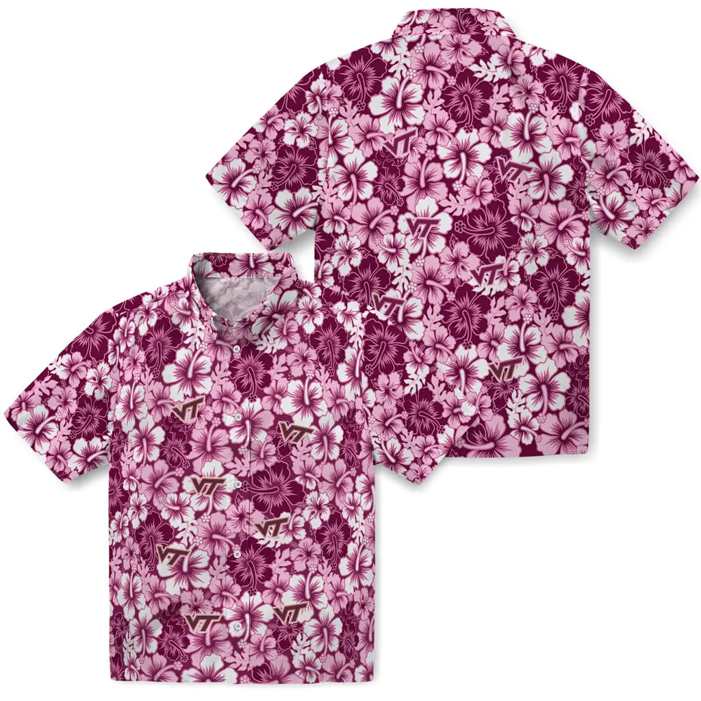Virginia Tech Hokies Hawaiian Shirt - Hibiscus Blooms | Hula Hawaiian Shirts