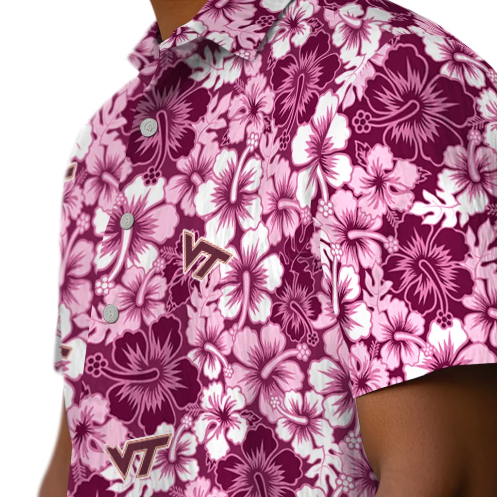 Virginia Tech Hokies Hawaiian Shirt - Hibiscus Blooms | Hula Hawaiian Shirts