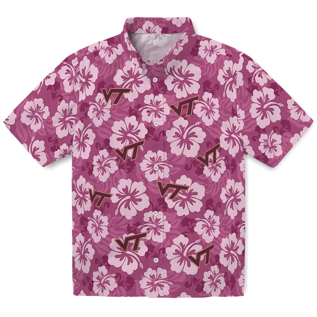Virginia Tech Hokies Hawaiian Shirt - Hibiscus Cluster | Hula Hawaiian Shirts