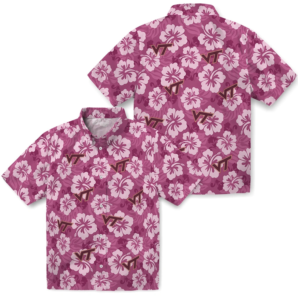 Virginia Tech Hokies Hawaiian Shirt - Hibiscus Cluster | Hula Hawaiian Shirts