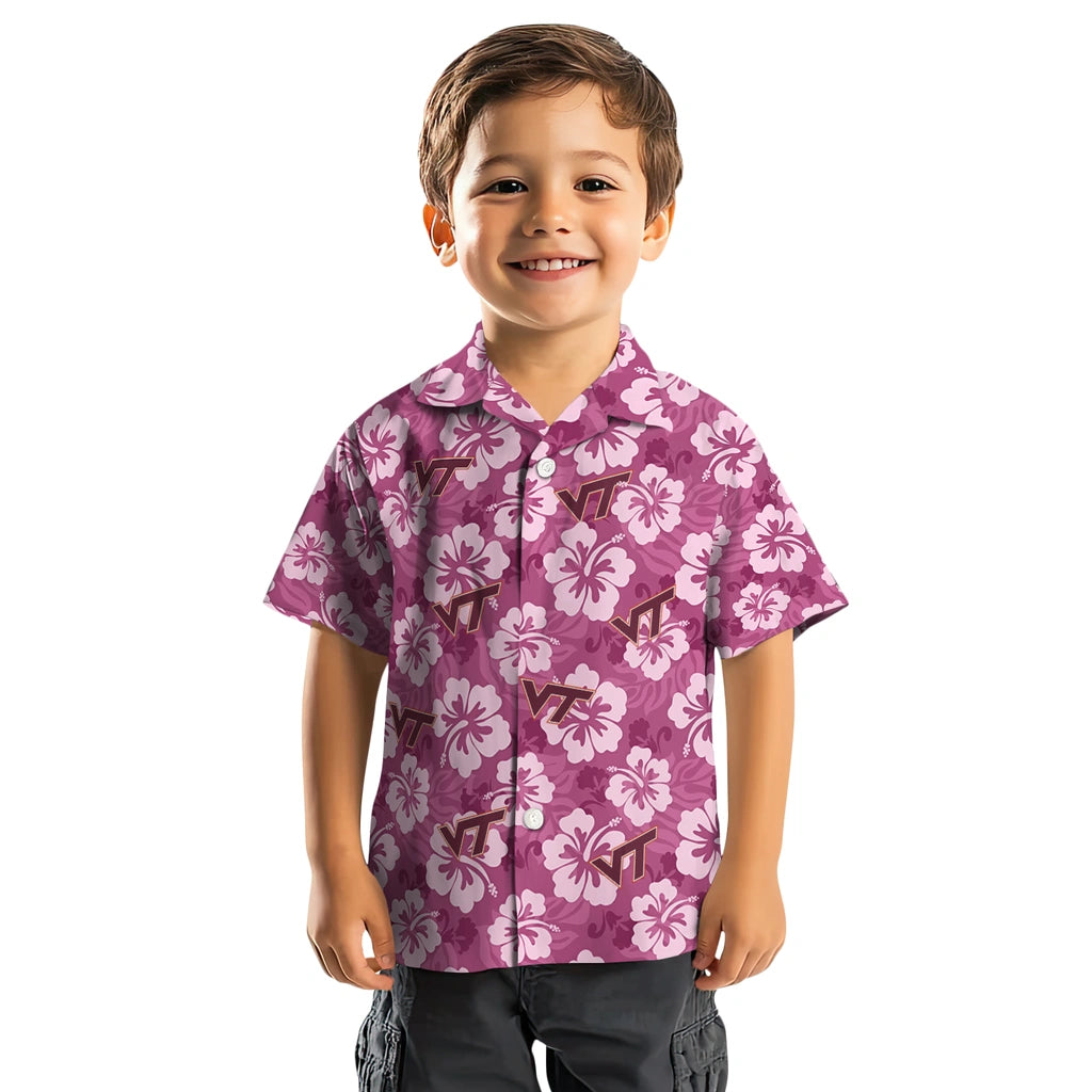 Virginia Tech Hokies Hawaiian Shirt - Hibiscus Cluster | Hula Hawaiian Shirts