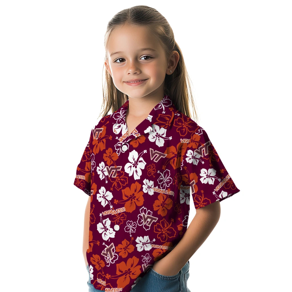 Virginia Tech Hokies Hawaiian Shirt - Hibiscus Flower Design | Hula Hawaiian Shirts