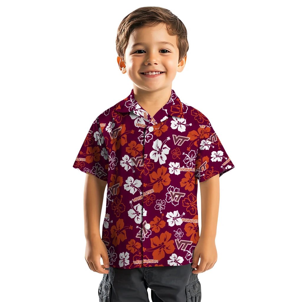 Virginia Tech Hokies Hawaiian Shirt - Hibiscus Flower Design | Hula Hawaiian Shirts