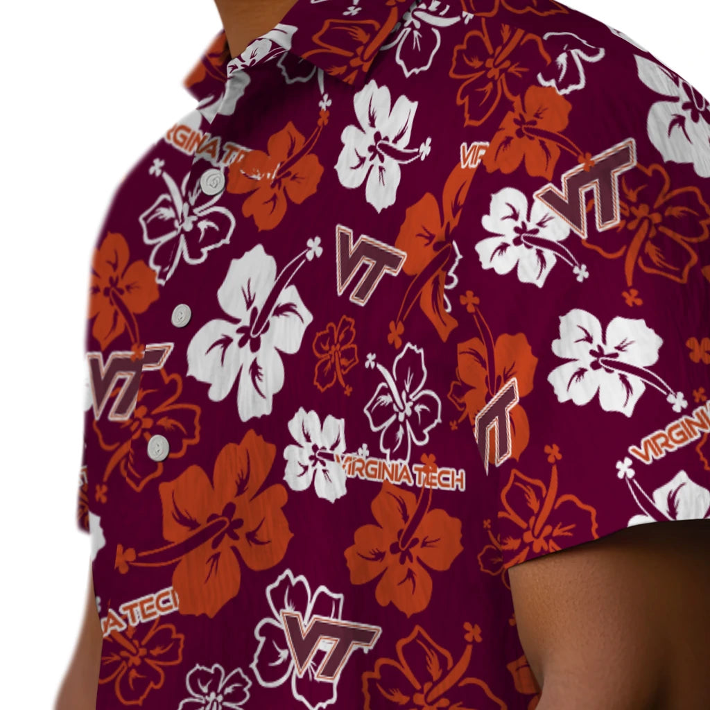 Virginia Tech Hokies Hawaiian Shirt - Hibiscus Flower Design | Hula Hawaiian Shirts