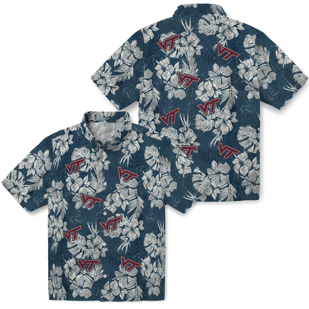 Virginia Tech Hokies Hawaiian Shirt - Hibiscus Flowers | Hula Hawaiian Shirts
