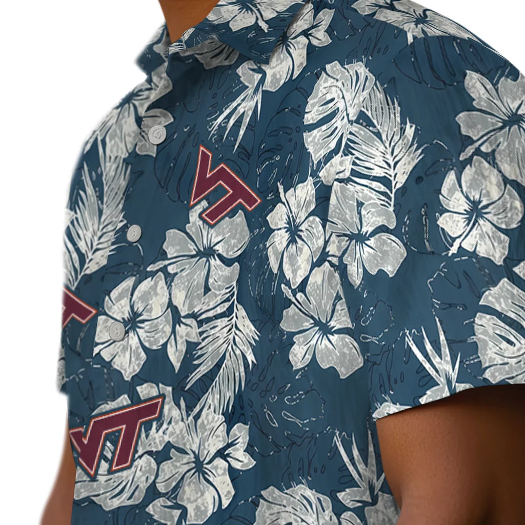 Virginia Tech Hokies Hawaiian Shirt - Hibiscus Flowers | Hula Hawaiian Shirts