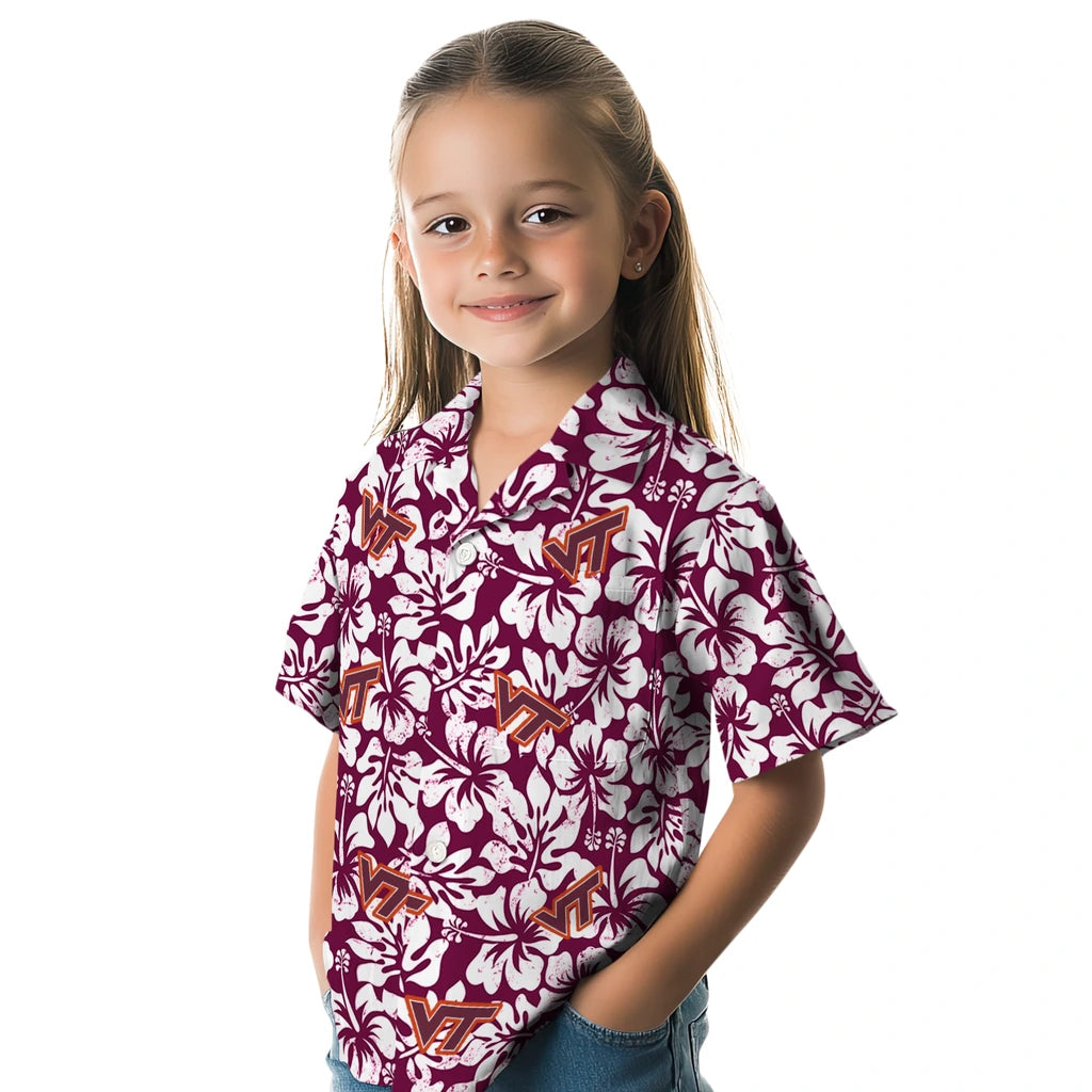 Virginia Tech Hokies Hawaiian Shirt - Hibiscus Motif | Hula Hawaiian Shirts