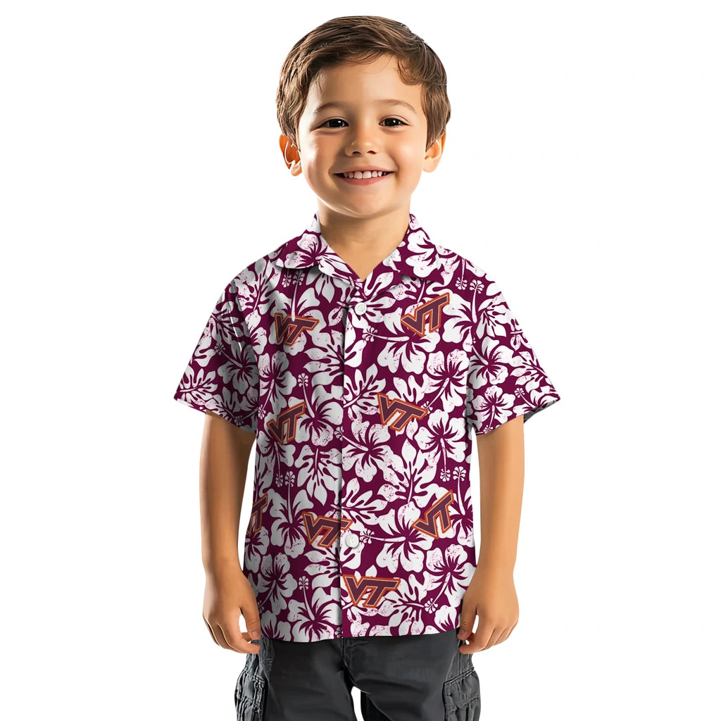Virginia Tech Hokies Hawaiian Shirt - Hibiscus Motif | Hula Hawaiian Shirts