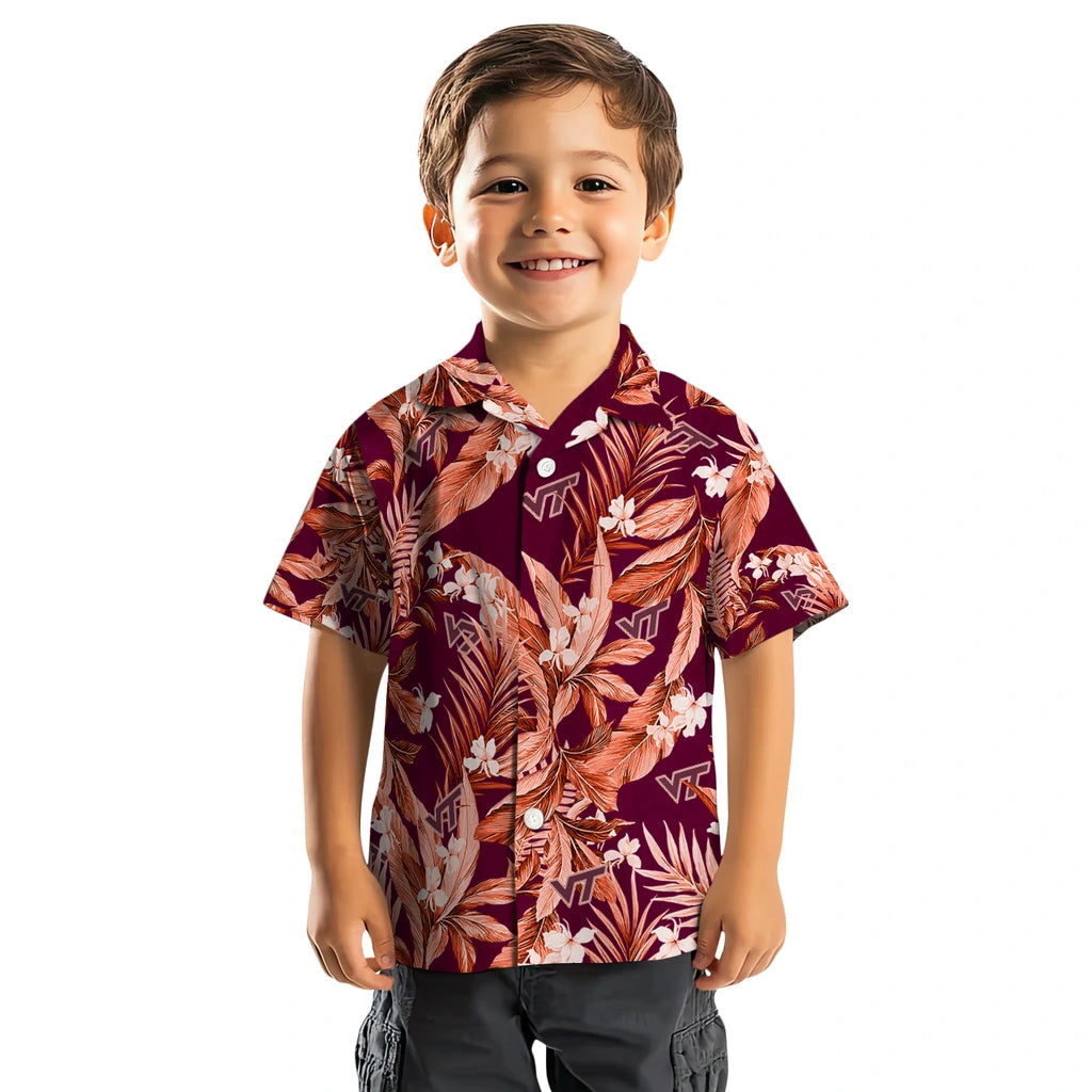 Virginia Tech Hokies Hawaiian Shirt - Palm Leaves | Hula Hawaiian Shirts