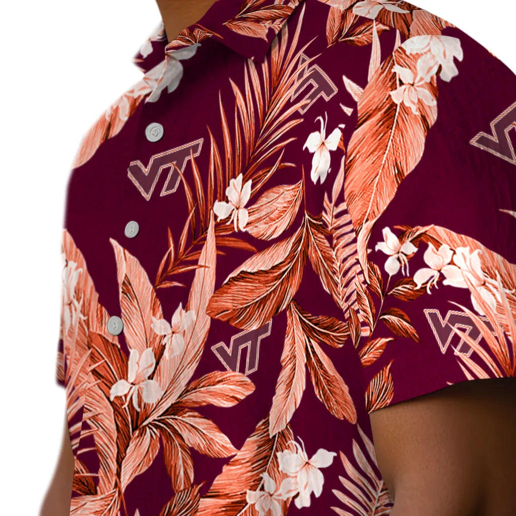 Virginia Tech Hokies Hawaiian Shirt - Palm Leaves | Hula Hawaiian Shirts