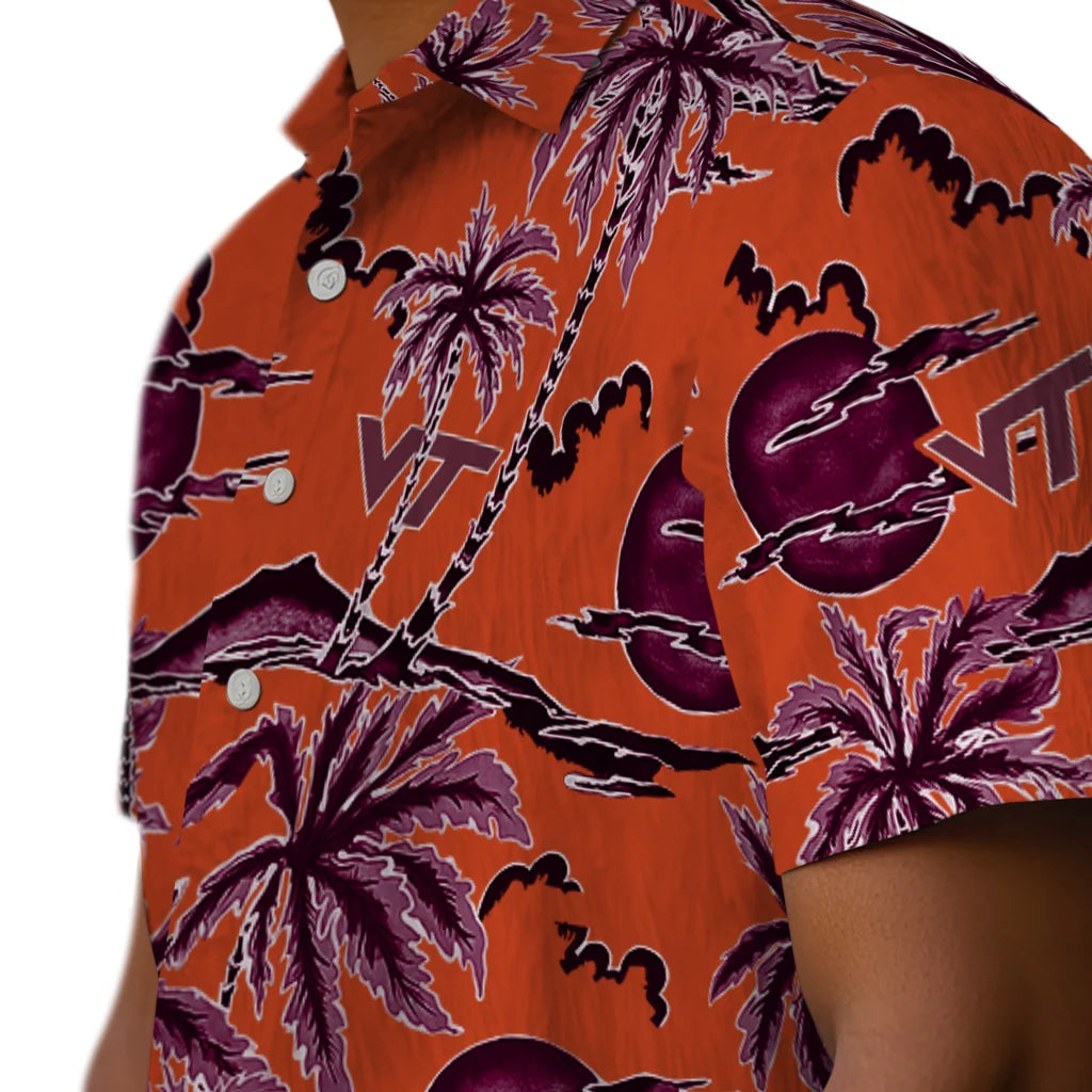Virginia Tech Hokies Hawaiian Shirt - Palm Sunset | Hula Hawaiian Shirts