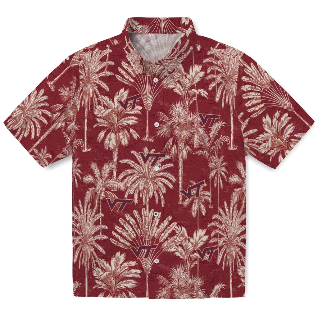 Virginia Tech Hokies Hawaiian Shirt - Vintage Palm Tree | Hula Hawaiian Shirts
