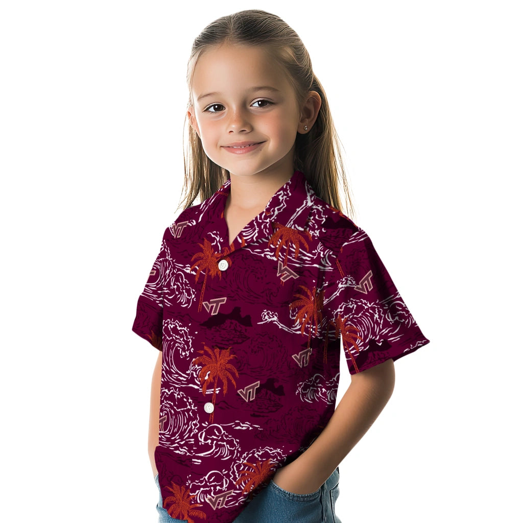 Virginia Tech Hokies Hawaiian Shirt - Wave Palm | Hula Hawaiian Shirts