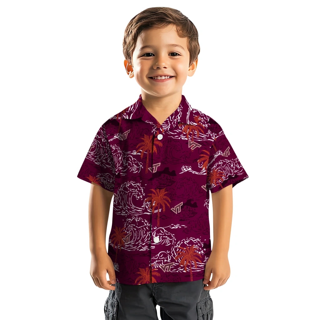 Virginia Tech Hokies Hawaiian Shirt - Wave Palm | Hula Hawaiian Shirts