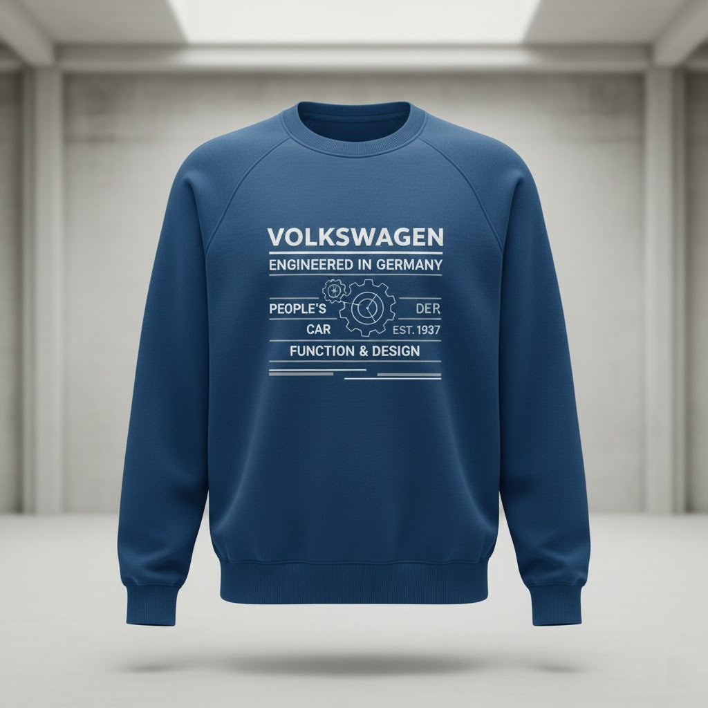 Volkswagen "Engineered for Life" Heritage 3D Blueprint Crewneck Sweatshirt - LeagueLockerGear