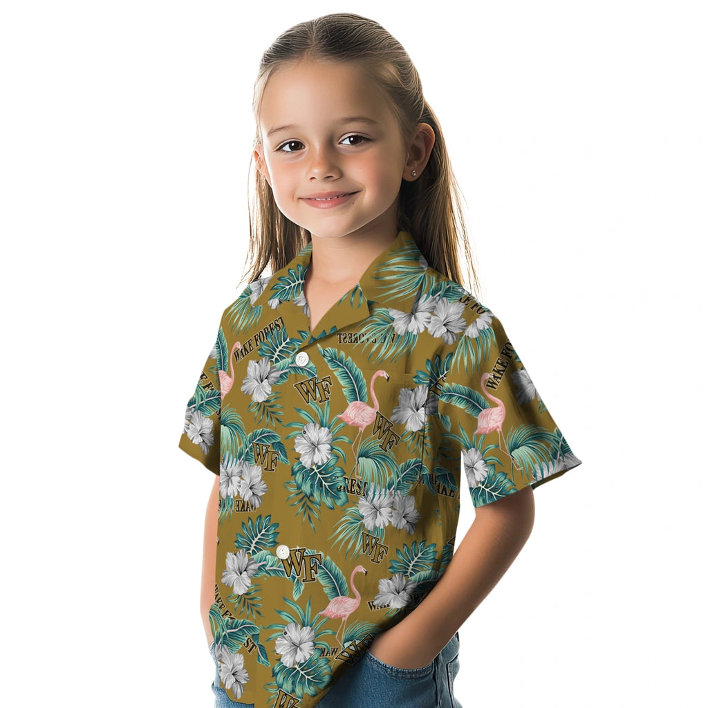Wake Forest Demon Deacons Hawaiian Shirt - Flamingo and Hibiscus | Hula Hawaiian Shirts