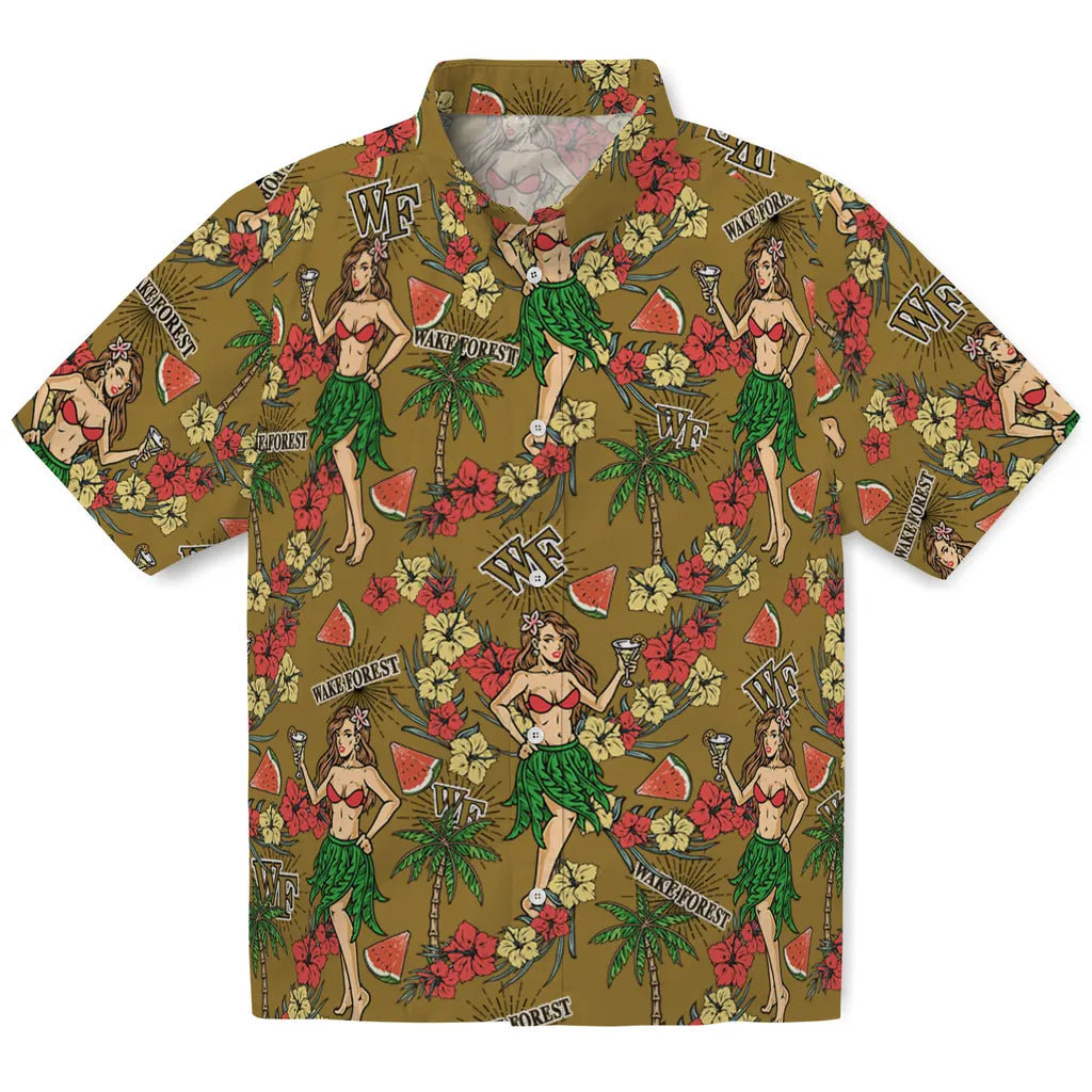 Wake Forest Demon Deacons Hawaiian Shirt - Hawaiian Girls Design | Hula Hawaiian Shirts