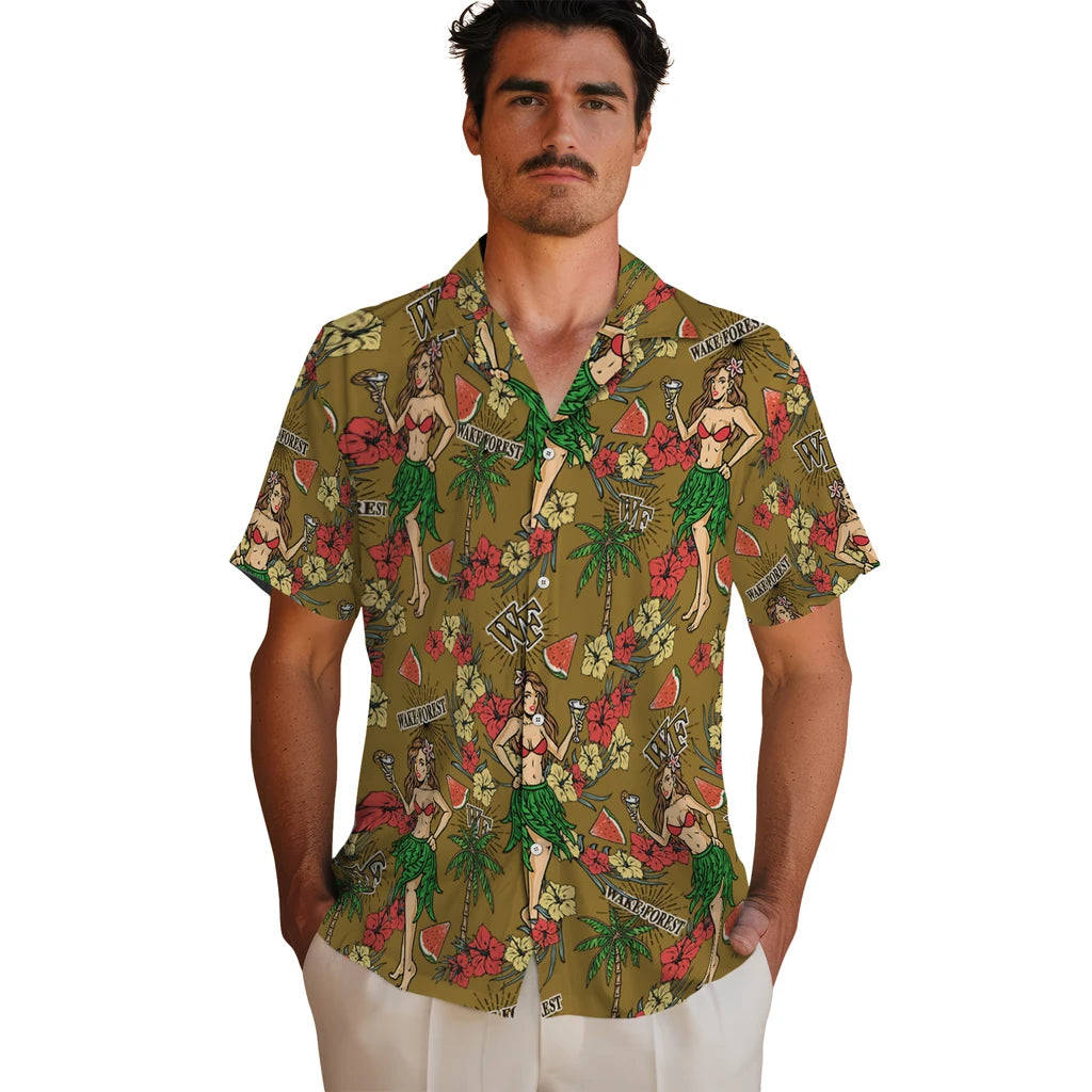 Wake Forest Demon Deacons Hawaiian Shirt - Hawaiian Girls Design | Hula Hawaiian Shirts
