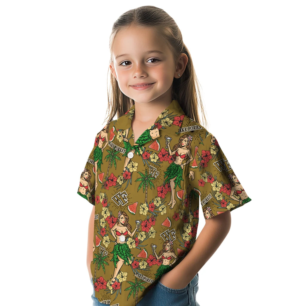 Wake Forest Demon Deacons Hawaiian Shirt - Hawaiian Girls Design | Hula Hawaiian Shirts