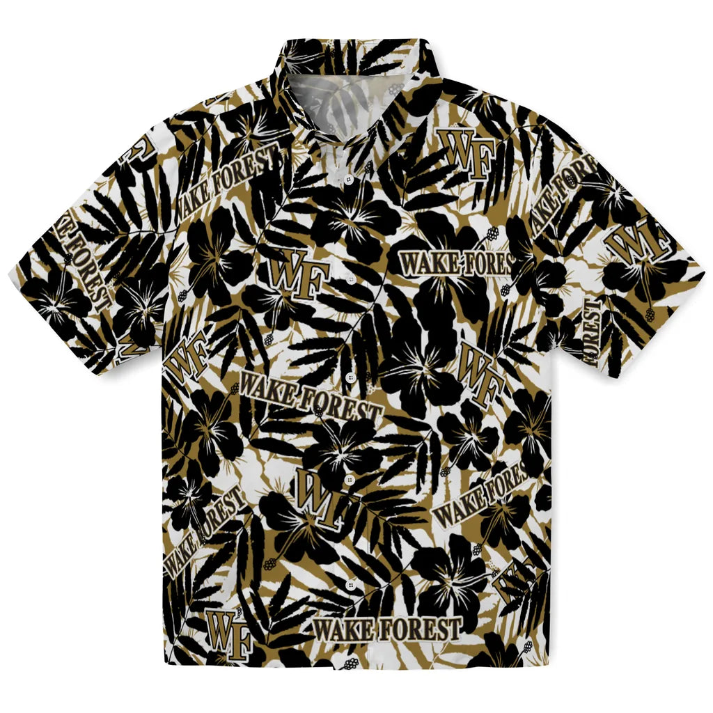 Wake Forest Demon Deacons Hawaiian Shirt - Hibiscus Overlay | Hula Hawaiian Shirts