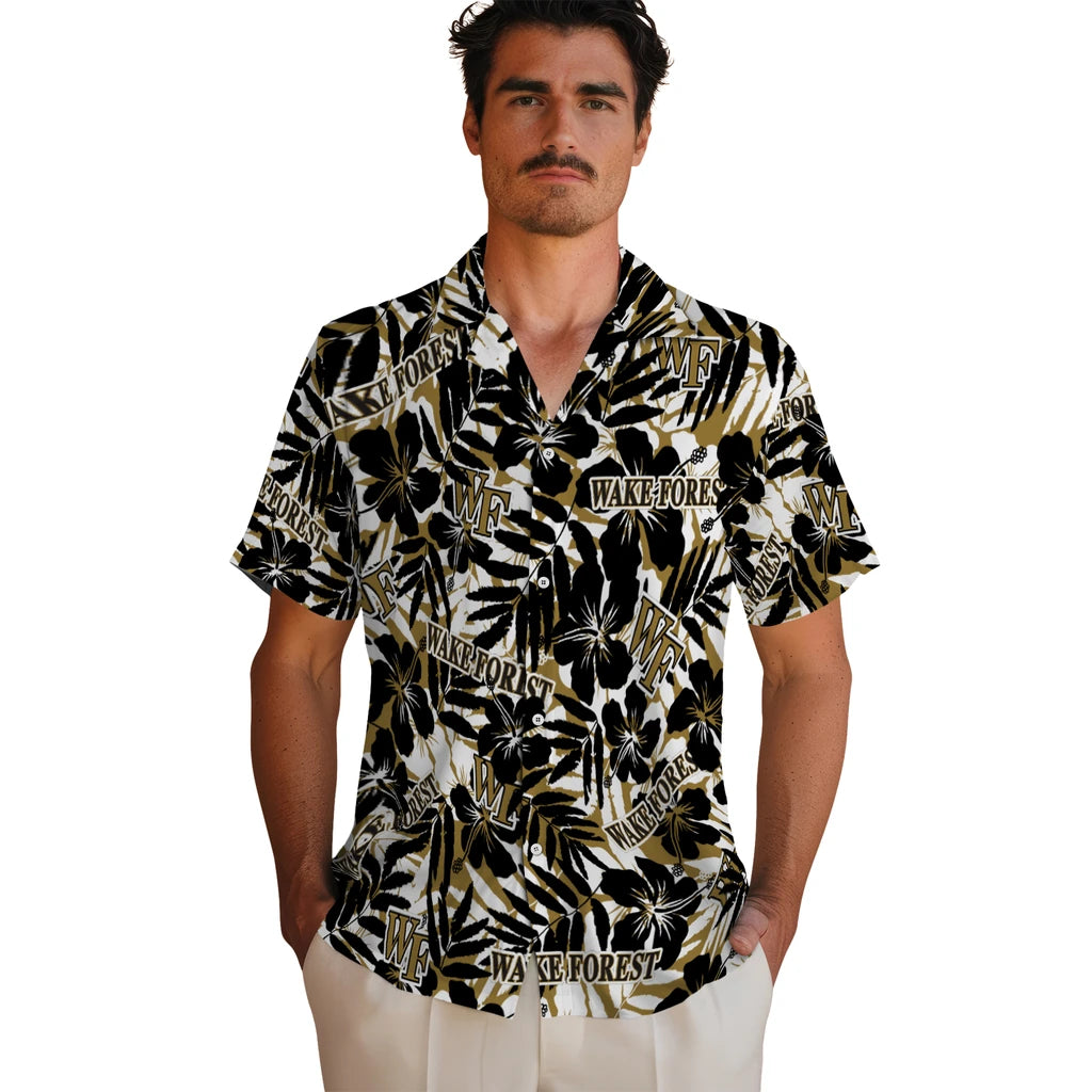 Wake Forest Demon Deacons Hawaiian Shirt - Hibiscus Overlay | Hula Hawaiian Shirts