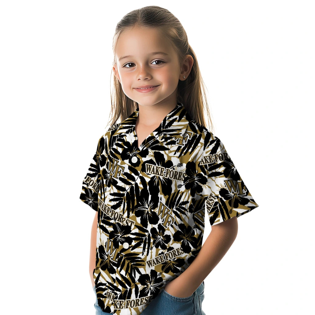 Wake Forest Demon Deacons Hawaiian Shirt - Hibiscus Overlay | Hula Hawaiian Shirts