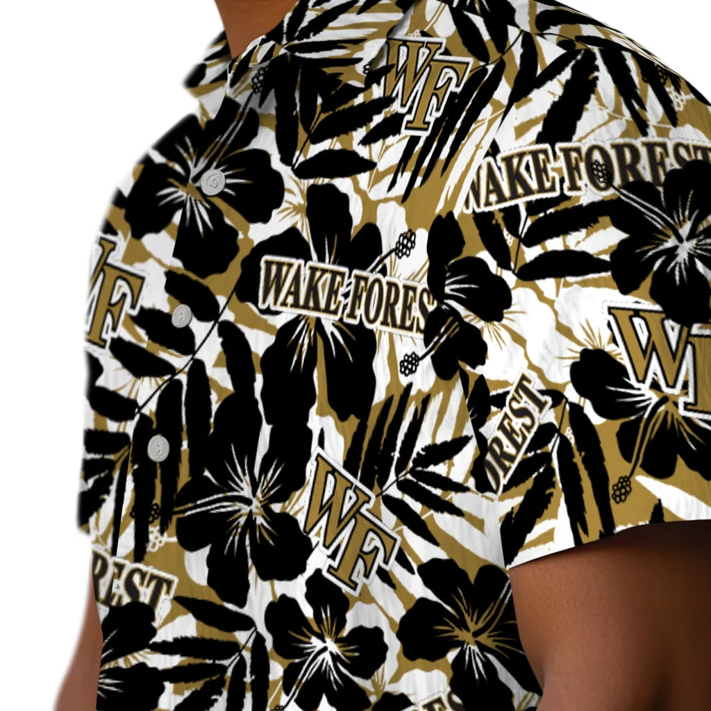 Wake Forest Demon Deacons Hawaiian Shirt - Hibiscus Overlay | Hula Hawaiian Shirts