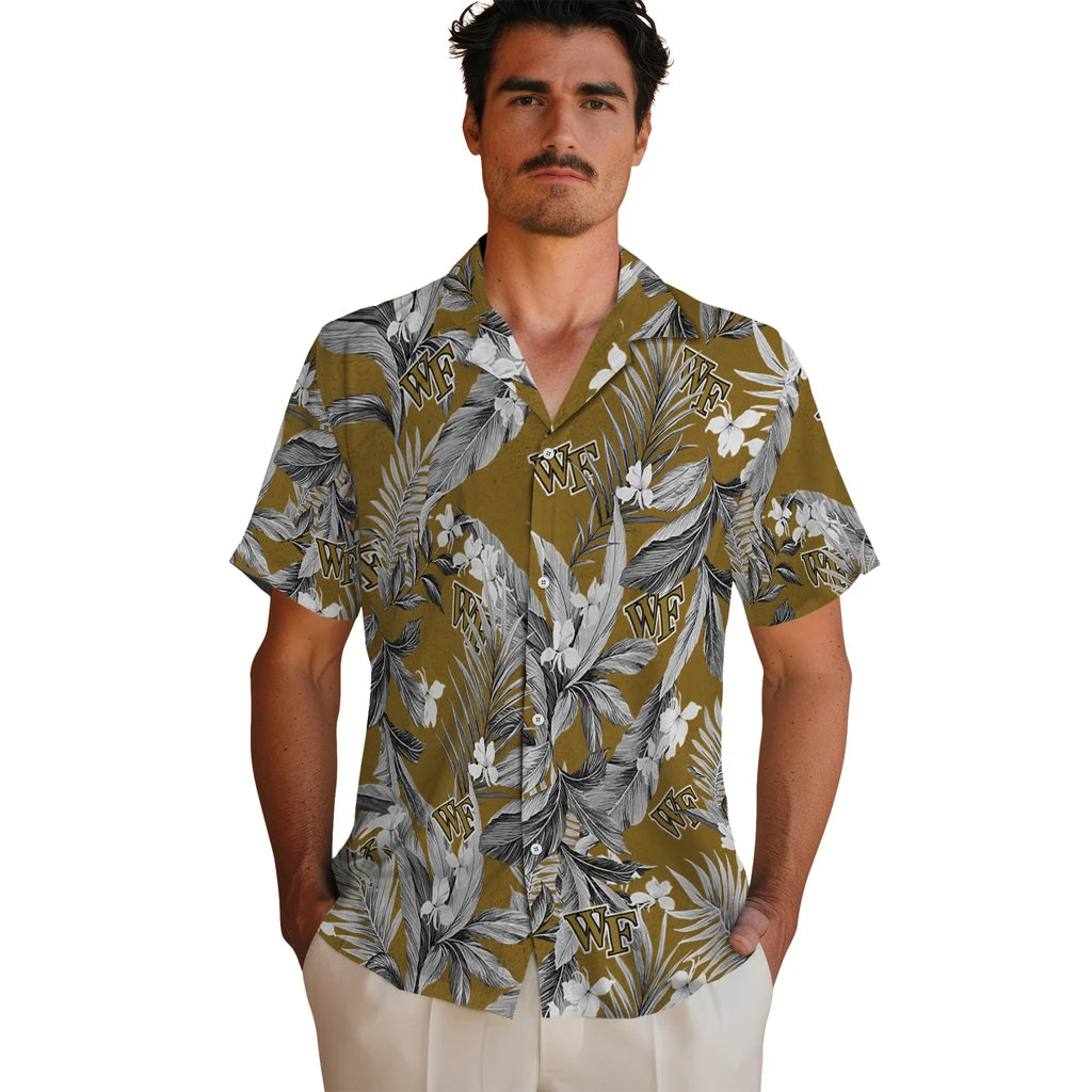 Wake Forest Demon Deacons Hawaiian Shirt - Palm Leaves | Hula Hawaiian Shirts
